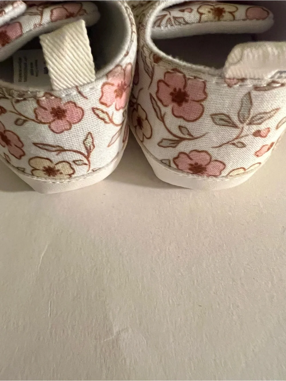Carter's Floral Baby Shoes with Pink Flower Accent. Size 3-6 mo